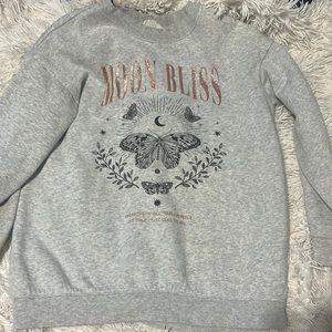 Grey butterfly moonbliss crew neck